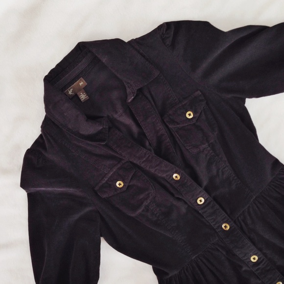 Anthropologie Charcoal Grey Corduroy Dress