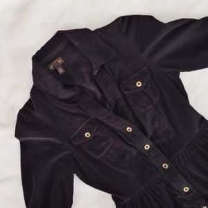 Anthropologie Charcoal Grey Corduroy Dress