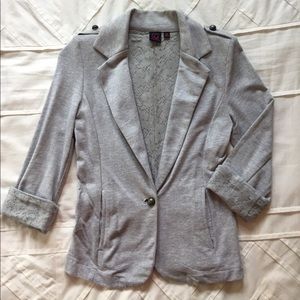 Grey lace cuff blazer