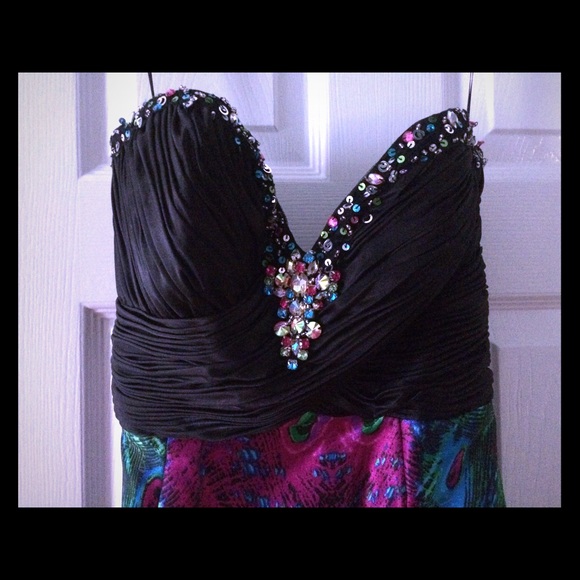 Peacock pattern prom dress!