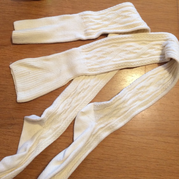 Cream thigh high socks