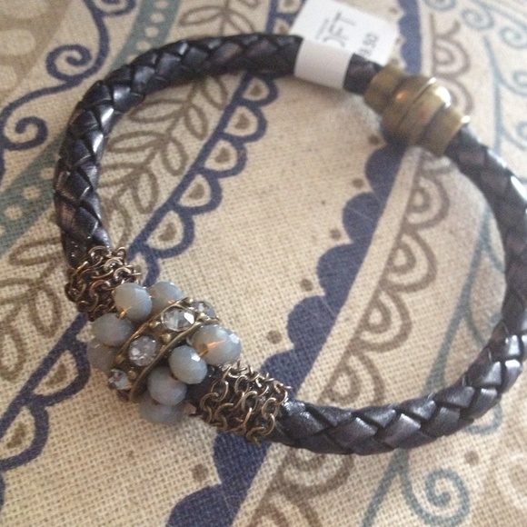 LOFT magnetic bradded bracelet with blue beads.