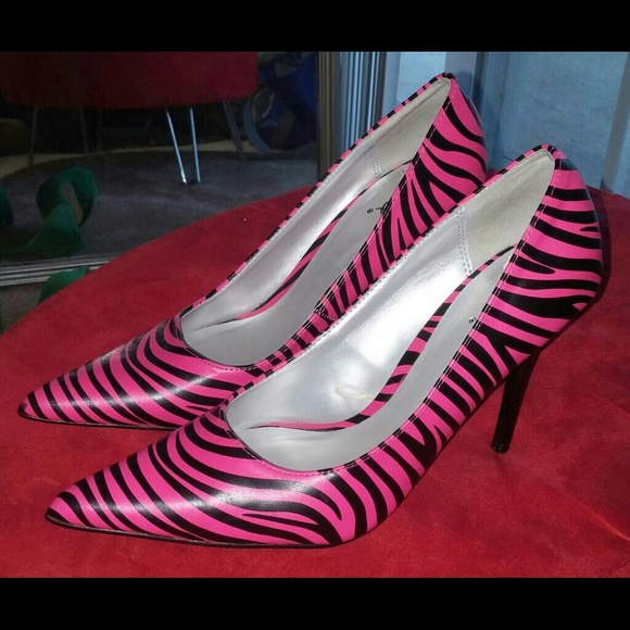 BOGO 50% OFF Qupid Pink Zebra Stripe Stilletos