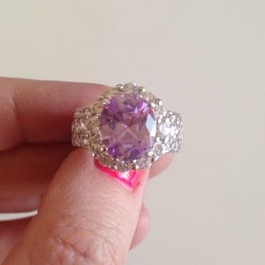 Charles Winston silver and CZ  cocktail ring Sz 8
