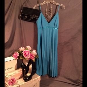 Adorable blue pleated sundress sz S