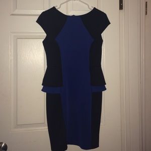 Hot Miami Styles Black/Blue Peplum Dress