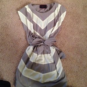 Luluvia gray and white stripped dress