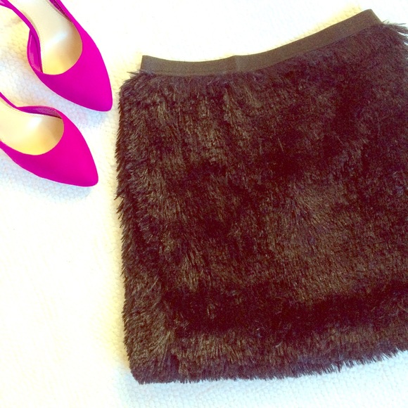 NWT Fun, Furry Black Mini Skirt