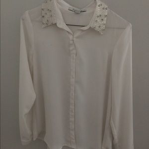 Forever 21 blinged out collar button up blouse