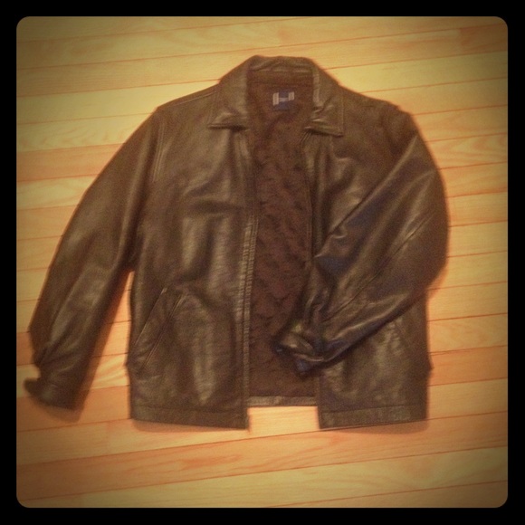 Black Leather Bomber Jacket GAP