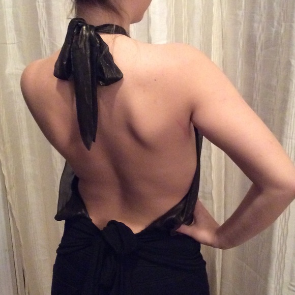 Arden B sexy black & Gold iridescent halter - Picture 2 of 2