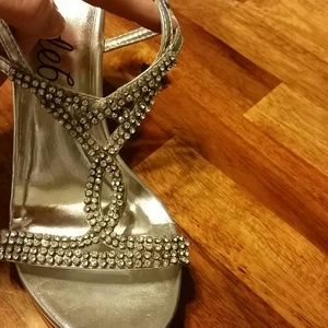 Silver rhinestone homecoming heels