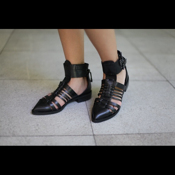 Zara closed toe strappy cutout sandals