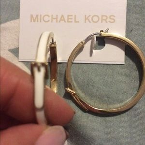 Authentic Michael Kors white buckle earrings