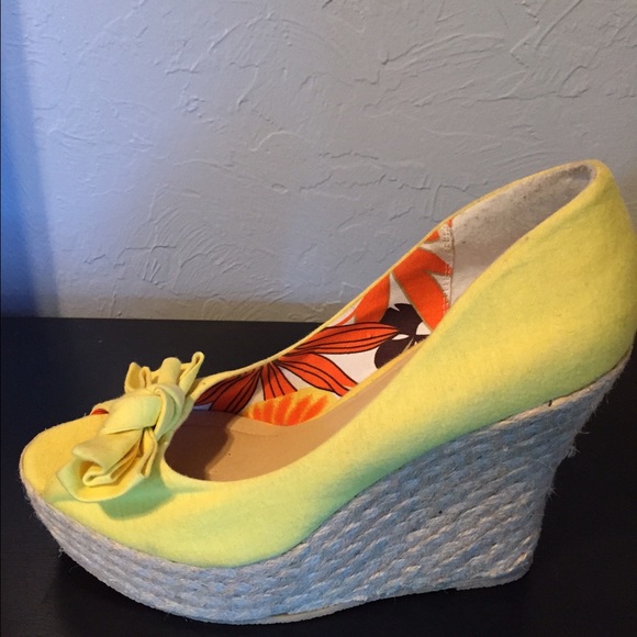 Charlotte Russe Yellow Woven Wedges