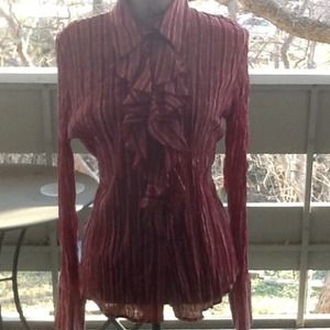 Red crinkly ruffled shirt