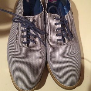 Blue Striped Oxford Shoes