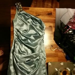 Ice blue one shoulder cocktail dress