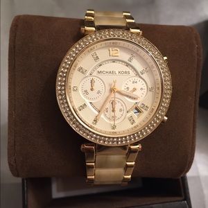 Parker Gold-Tone Horn Acetate Watch; Michael Kors