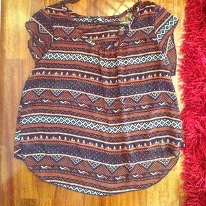Tribal neutral sheer top