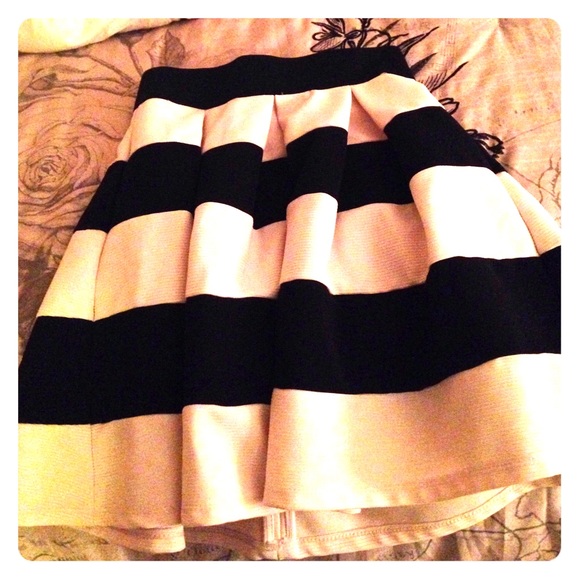 Black and white striped skirt