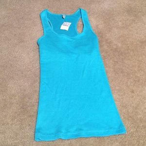 NWT J.Crew tank w shelf bra- Aqua color, size MD
