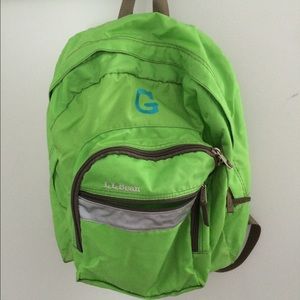 Lime green L.L bean backpack