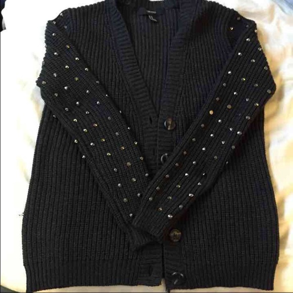 Studded charcoal color cardigan