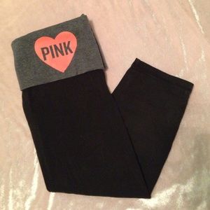 victorias secret pink cropped yoga leggings