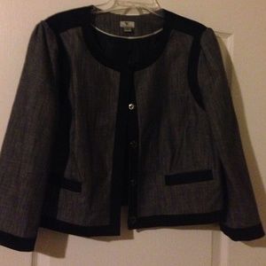 Grey jacket with black trim