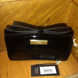 Zac Posen Milla Black Patent Bow Clutch Wallet