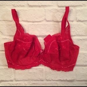 Red lace with pink accent bra 36DD