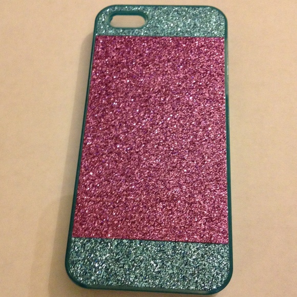 Hard plastic pink and blue sparkle iphone 5 case