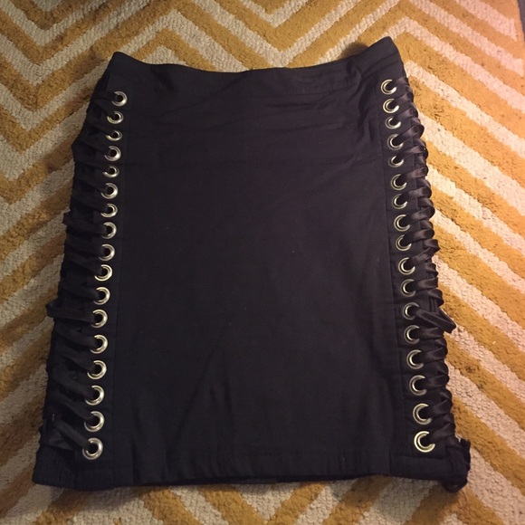 Bebe black sexy lace up skirt