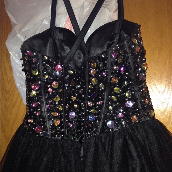 Black with sequins prom dress