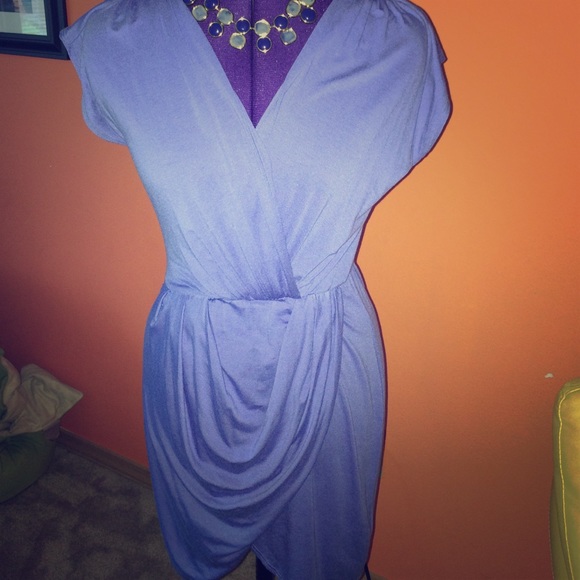 Periwinkle purple jersey knit wrap dress