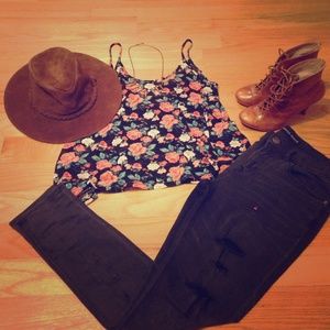 100% Leather Floppy Boho Hat!