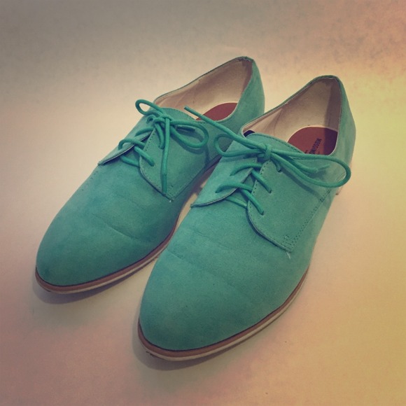 Turquoise Oxford flats size 10
