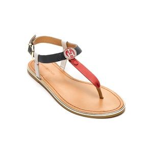 Tommy Hilfiger gold trim T-Strap sandal