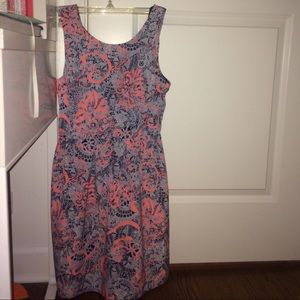 coral and blue casual dress