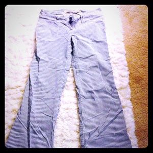 Hollister blue vertical stripe flare pant