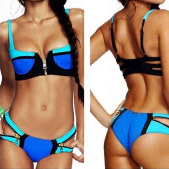 Colorblock Zippered Swim Set - Picture 3 of 4