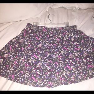 Floral Buttoned Skater Skirt