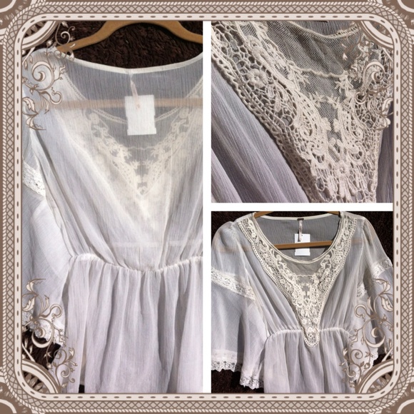 HOST PICK! - Free People White Lace Peasant Blouse - Picture 2 of 3