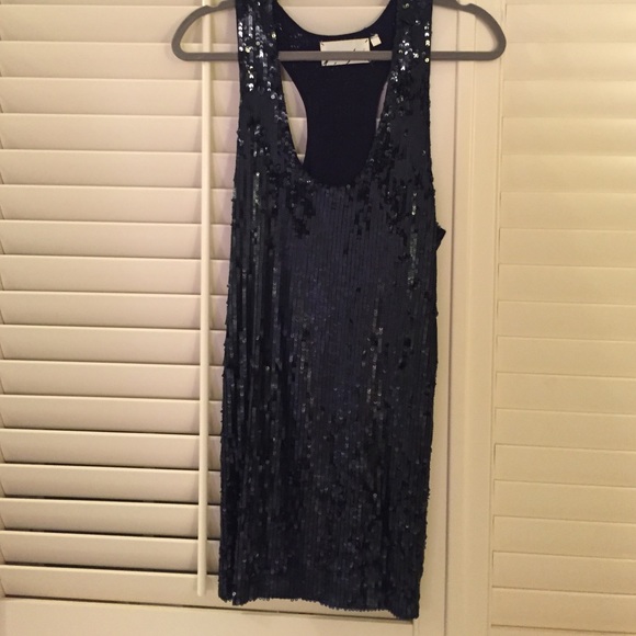 YAYA Racerback Navy Sequin Dress