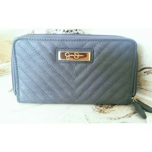 Jessica Simpson grey double zip wallet/clutch