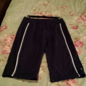 Dark blue athletic short.