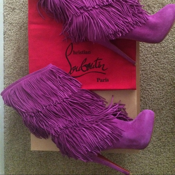 Christian Louboutin Shoes - Sassy Christian Louboutin magenta fringe boots