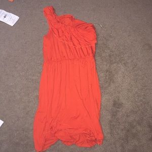one shoulder orange dress