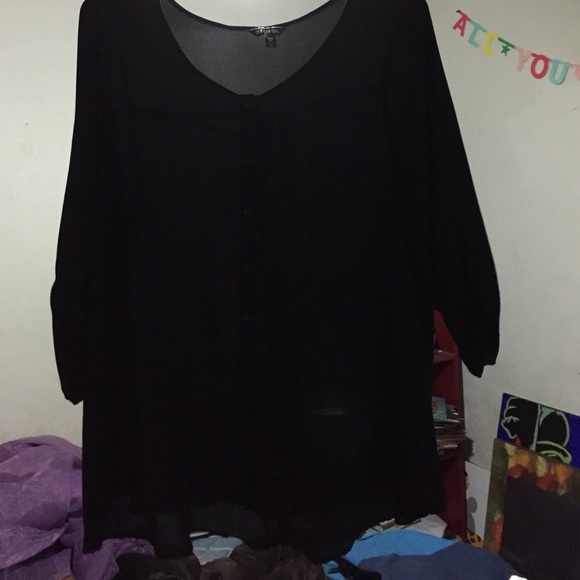 Sheer black button up